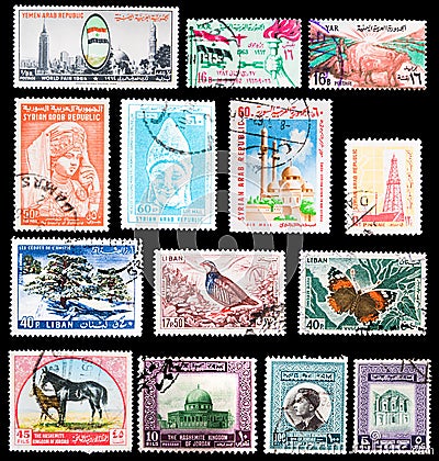 Postage stamps - Middle East Editorial Stock Photo