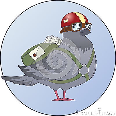 Postal pigeon character Vector Illustration