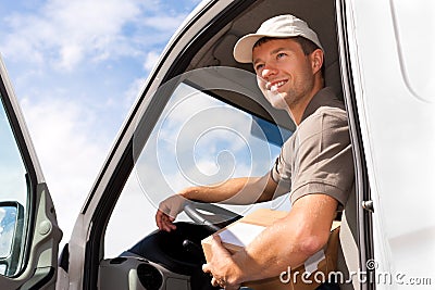 Postal service - delivery of a package Stock Photo