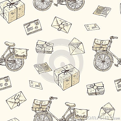 Postal Service Seamless Pattern Vector Illustration