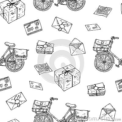 Postal Service Seamless Pattern Vector Illustration