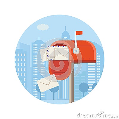 Postal Service Vector Icon with Letterbox Vector Illustration