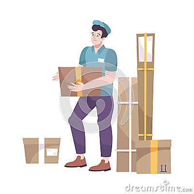 Postal Worker Illustration Vector Illustration