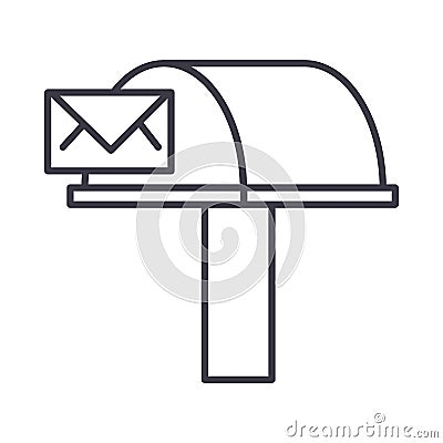 Postbox,email delivery vector line icon, sign, illustration on background, editable strokes Vector Illustration