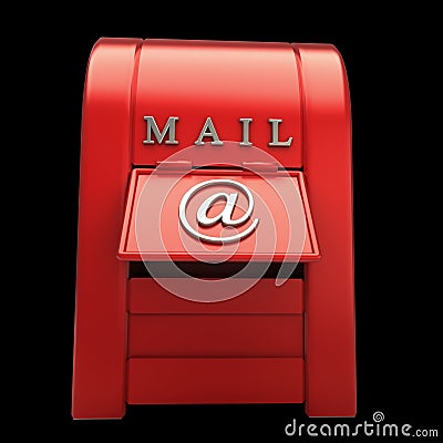 Postbox isolated on black Cartoon Illustration