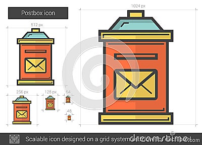 Postbox line icon. Vector Illustration