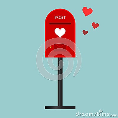 Postbox with love background Vector Illustration