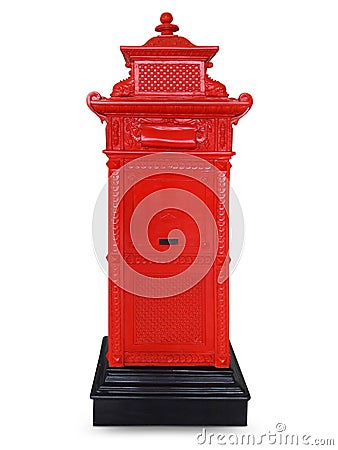 Postbox red isolated on white background Stock Photo