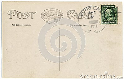 Postcard from 1911 Editorial Stock Photo