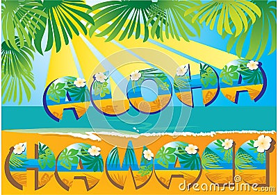 Postcard Aloha Hawaii Vector Illustration