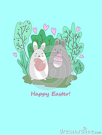 Vector card with easter bunny Stock Photo