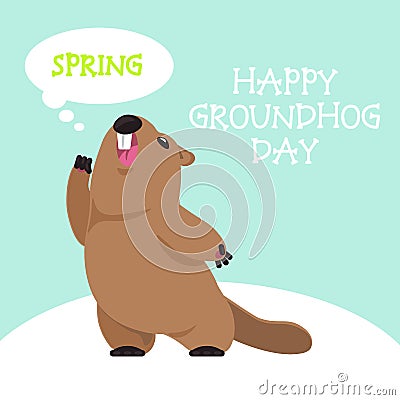 Postcard Groundhog Day Vector Illustration