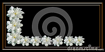 Postcard or invitation to a funeral, death. With flowers on a black background Stock Photo