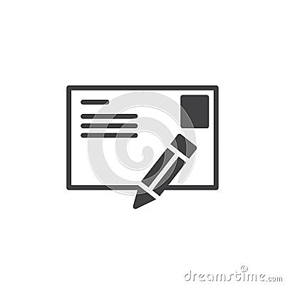 Postcard letter and pen icon vector Vector Illustration