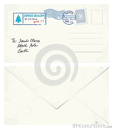 Postcard Letter to Santa Vector Illustration