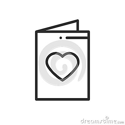 Postcard line icon. Happy Valentine day sign and symbol. Love couple relationship dating wedding day invitation theme Vector Illustration