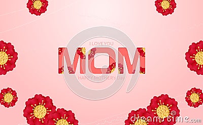 Postcard Mother`s day card background with paper cut follower of Vector Vector Illustration