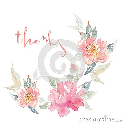 Postcard peonies Vector Illustration