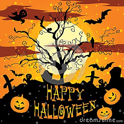 Postcard, poster, background, happy halloween