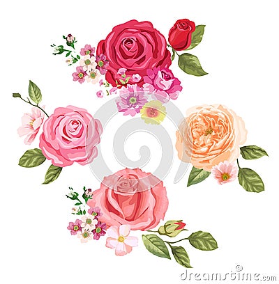 Postcard with roses. Floral background. design composition Vector Illustration