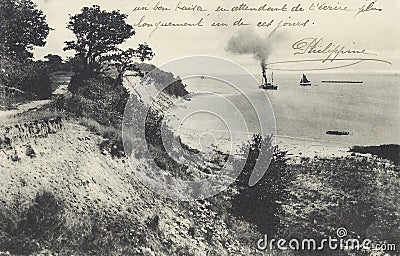 Postcard from a seascape from 1904, from the Belgian Nels Editorial Stock Photo