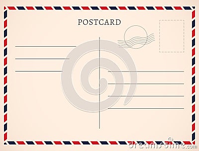 Postcard template paper white texture. Vector postcard empty mail stamp and message design Vector Illustration