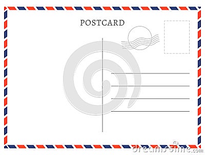 Postcard template paper white texture. Vector postcard empty mail stamp and message design Vector Illustration