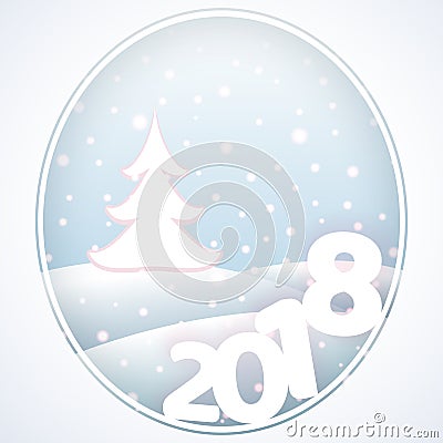 Postcard with text 2018 New Year and Christmas Winter backgroun Vector Illustration