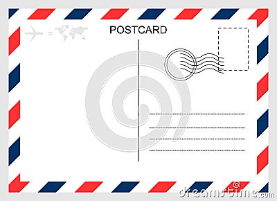 Postcard, travel blank card isolated on background. Modern graphic design Vector Illustration