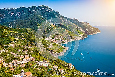 Postcard view of Amalfi, Amalfi Coast, Campania, Italy Stock Photo