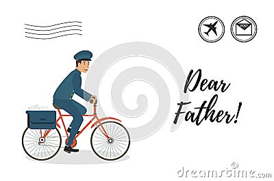 Postcard on White Background with Inscription. Vector Illustration