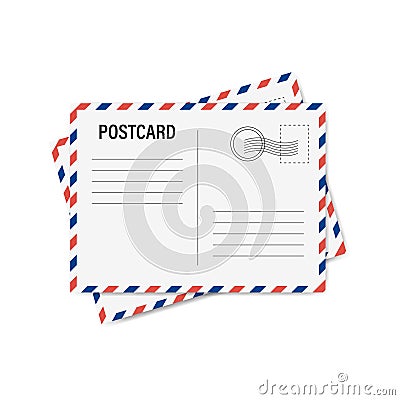Postcard white paper blank mockup. Vector isolated illustration. Postcard mockup template. Stock vector Vector Illustration