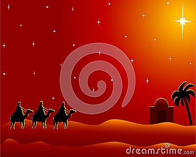 Postcard wisemen to bethlehem Stock Photo