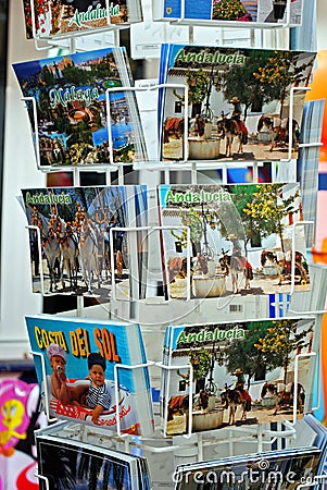 Postcards for sale, Torremolinos. Editorial Stock Photo