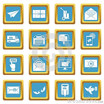 Poste service icons azure Vector Illustration