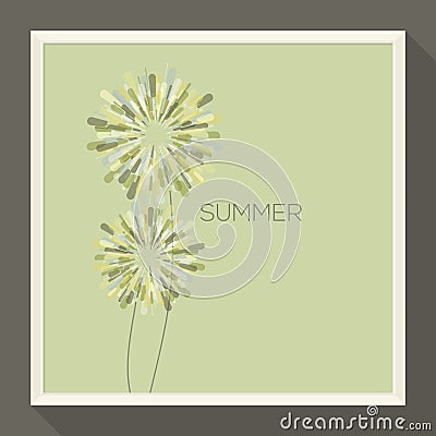 Poster with abstract pastel-colored green flower Vector Illustration