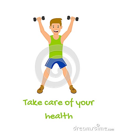 Poster Advertising Exercising to Take Care Health Vector Illustration