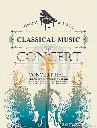 Poster for the annual concert of classical music Vector Illustration