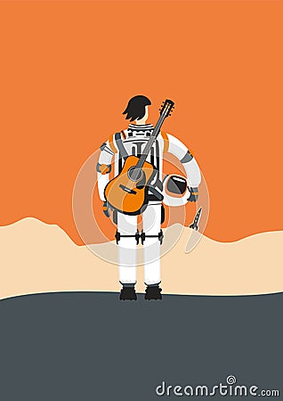 Poster with an austronaut Vector Illustration