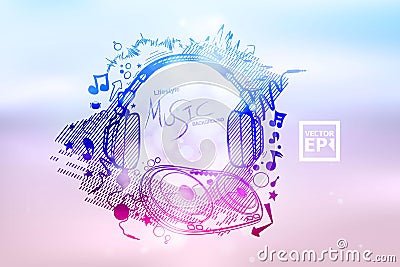 Poster Background for music club disco event with rainbow colour Vector Illustration