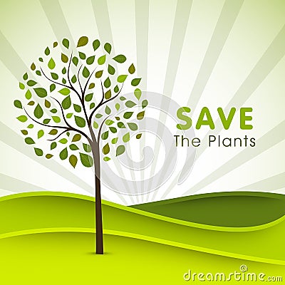 Poster, banner or flyer for Save Plants. Cartoon Illustration