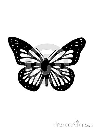 A sketch of a single butterfly on white background Stock Photo
