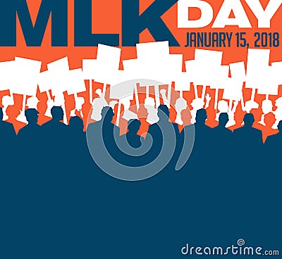 Poster or banner for Martin Luther King Day. Protest rally. Vector Illustration