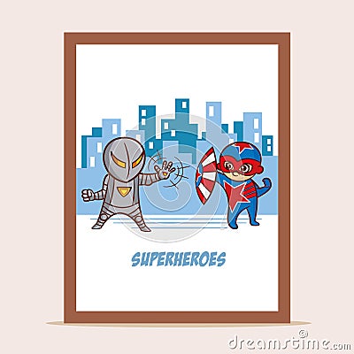 Poster Battle of Superheroes Vector Illustration