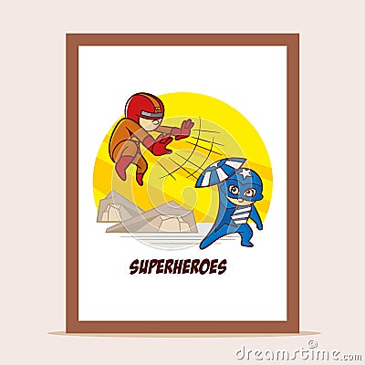 Poster Battle of Superheroes Stock Photo