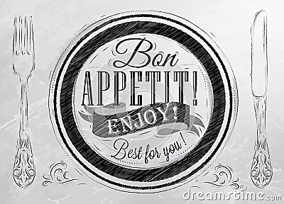 Poster Bon appetit. Coal. Vector Illustration