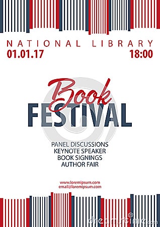 Poster Book Festival. Stack of books. Vector illustration. Cartoon Illustration