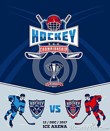 Poster of the championship in ice hockey Vector Illustration