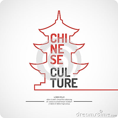 Poster of Chinese culture with pagoda Vector Illustration