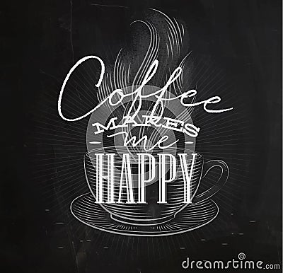 Poster coffee makes me happy Vector Illustration